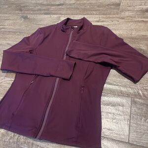 Victorias Secret Pink Relay Jacket Size Medium Full Zip Thumb Holes Stretch Logo